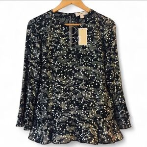 MICHAEL Michael Kors Black with Silver Stars Print Blouse